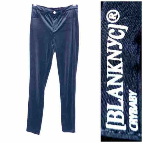 BlankNYC Black Velour Velvet Skinnies Pants Women Size 28 10" Rise - Picture 2 of 8